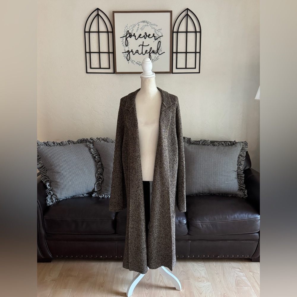 Lauren Ralph Lauren Brown Gold Metallic Knitted Maxi Long Sweater Coat Size 3X - Picture 13 of 13